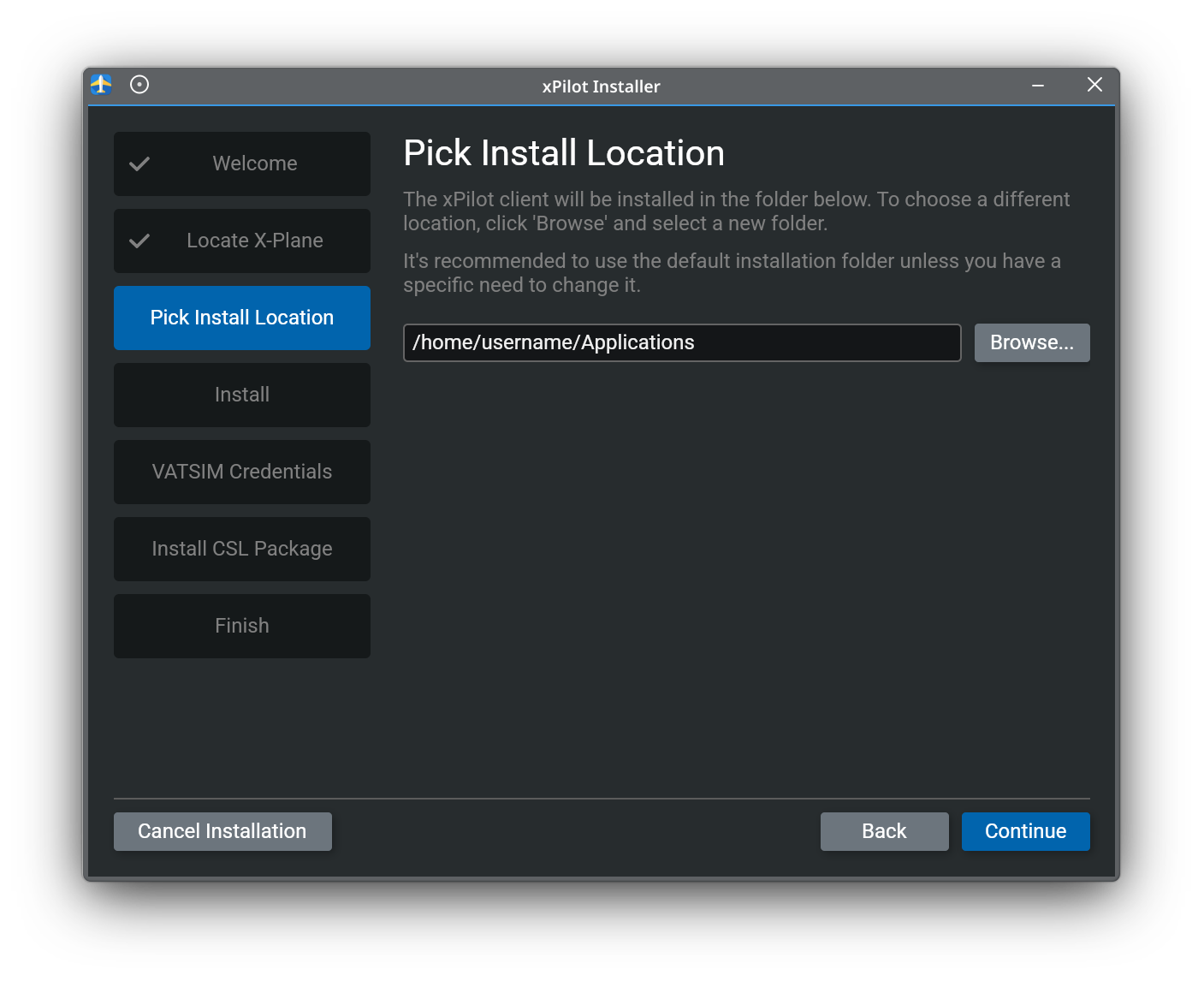 Pick Install Location