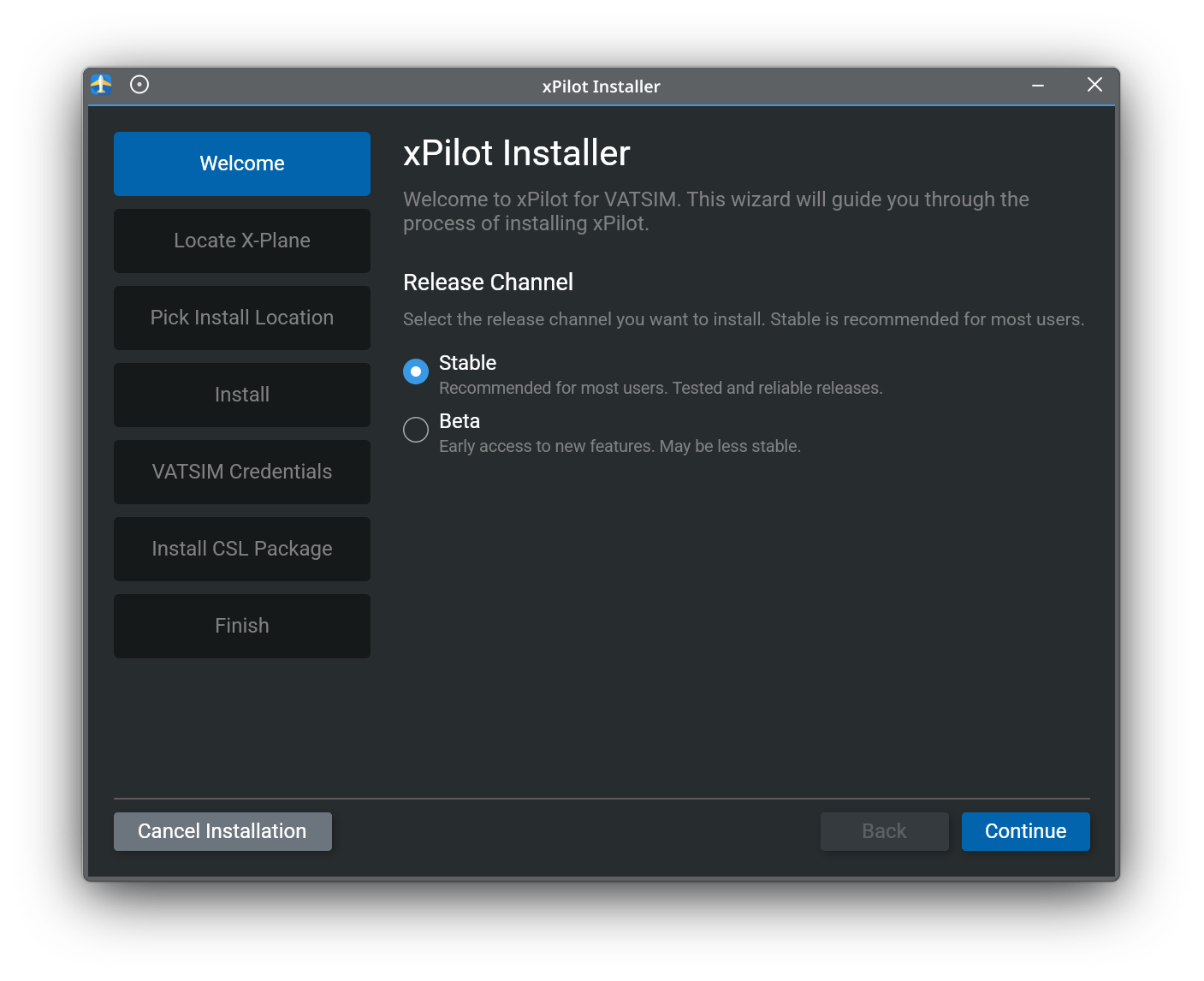 Installer Welcome Screen