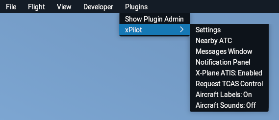 X-Plane Plugin Menu